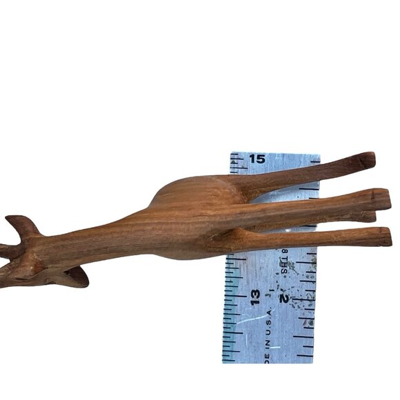 Hand-Carved Wooden Antelope Figurine 5.75" x 2.25" Decor Nature Sculpture Art - Picture 9 of 9